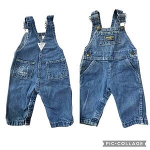 VINTAGE OshKosh B’Gosh Vestbak MADE USA Denim Bib Overalls Texas A&M SZ 9 Mos.